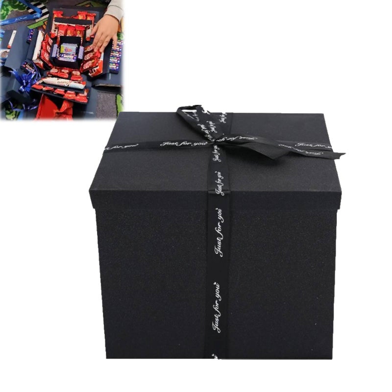 DIY Explosion Gift Box, 5 Layer Gift Boxes, Snack Explosion Box for Birthdays, Graduations, Anniversaries, Christmas, Valentine's Day, All Occasion (Black) - Image 1